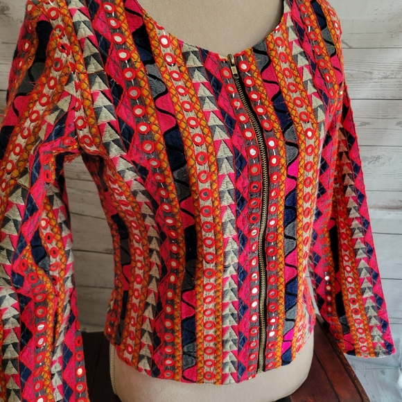 Mira Embroidered Embellished Multi Colored Jacket - Picture 1 of 6